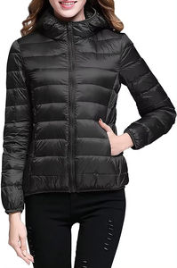 Veste matelassée pour femme, personnalisable, imperméable, à bulles, avec fermeture éclair, manches longues, légère, grande taille, respirante, pour l'hiver - Product Image 2
