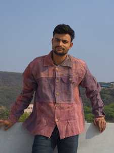 Chemise décontractée pour homme en coton 100% tricoté, faite à la main, style Kantha, hiver, hip-hop, grande taille, manches longues, avec boutons et poche avant - Product Image 2