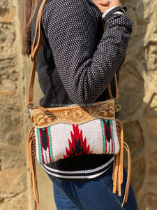 New Western Stylish Saddled Blanket Handbag Tooled Leather Strap High Quality Aztec <b>Sling</b> <b>Bag</b> Vintage Multi Color Blanket <b>Bag</b> - Product Image 3