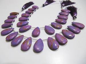 Cobre púrpura Turquesa Forma de pera Tamaño liso 12x20mm Hebra de cuentas 8 pulgadas de largo Vendido por hebra - Product Image 4