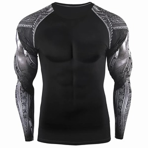 Quick Dry Polyester Spandex <b>Long</b> <b>Sleeve</b> Compression Fitness <b>Gym</b> Training <b>Tops</b> Male Clothing <b>Men's</b> Surfing Rash Guard T Shirt - Product Image 6