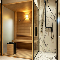 Sauna Exterior para 4 Personas con Madera de Cedro Rojo Canadiense y Calentador Eléctrico Harvia para Jardín o Patio Trasero