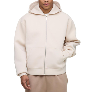 Vente en gros de sweats à capuche en molleton 100% coton de haute qualité, couleur beige unie, avec logo personnalisé, pour hommes, écologiques, décontractés pour l'hiver - Product Image 1