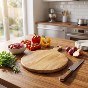 Tabla de Cortar Redonda de Madera, Tabla para Picar, Plato para Servir Pizza, Queso y Verduras, Uso en la Cocina, Precio Competitivo - Product Image 6