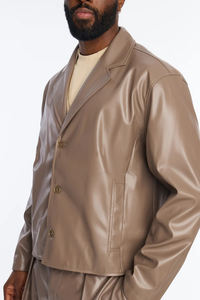 Vestes en cuir unisexes décontractées de couleur unie, personnalisables en gros, pour l'hiver, écologiques, coupe-vent, style streetwear, nouvelles, élégantes et confortables - Product Image 3