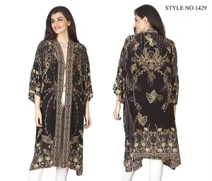 Chic elegante Kimonos largos para mujer personaje estampado sobre vestidos Jeans o traje de baño capas perfectas - Product Image 4