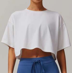 Camisetas transpirables holgadas de talla grande para mujer con logotipo personalizado de La UE y EE. UU., camiseta de entrenamiento de Yoga para correr y hacer ejercicio para mujer - Product Image 2