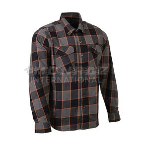 Chemise classique en flanelle à carreaux 100% coton pour hommes, manches longues, tissu doux et respirant pour vêtements de travail décontractés, commandes en gros disponibles - Product Image 1