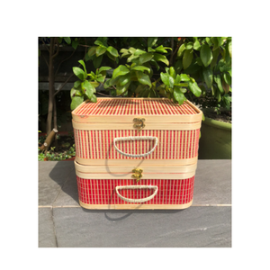 Cesta de picnic de bambú hecha a mano con bambú natural perfecta para bodas rústicas al aire libre y comedor de jardín Vietnam - Product Image 4