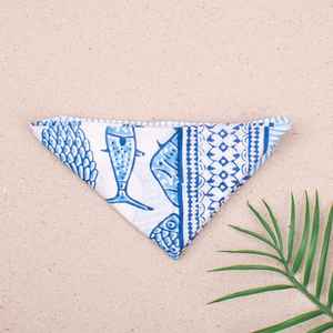 Bandana en coton imprimé à la main, bleu, style bohème, foulard pour la tête, homme et femme - Product Image 5