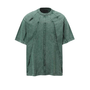 Camiseta de manga corta con lavado ácido de nuevo estilo, camiseta desgastada con costuras en el desierto, camiseta con logotipo personalizado al por mayor para hombre - Product Image 5