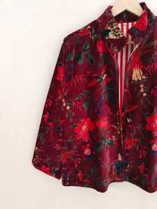 Veste bomber en velours de coton respirant écologique réversible à imprimé jungle classique Art & Craft pour femmes Hiver - Product Image 3