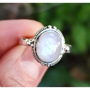 925 Sterling Silver Handmade Rainbow Moonstone Oval <b>Statement</b> <b>Ring</b> Romantic Gift for Women - Product Image 6