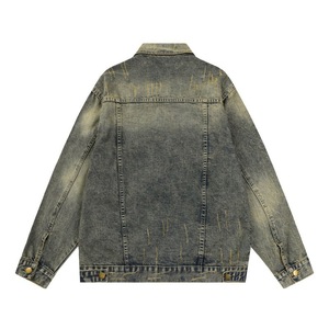 Chaqueta vaquera desteñida antiarrugas para hombre al por mayor, prendas de vestir a la moda con logotipo personalizado para otoño, chaqueta para hombre - Product Image 3