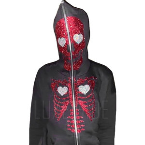 เสื้อฮู้ดผู้ชายผ้าฝ้ายผสมไรน์สโตนมีฮู้ดระบายอากาศได้ดี - Product Image 3