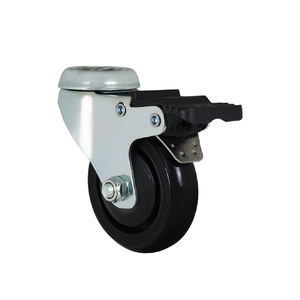 Rueda Giratoria de Polipropileno y Acero de 3 Pulgadas con Perno Central Hueco y Freno, Rodamiento Suave, Resistencia Media, para Carretilla - Product Image 1