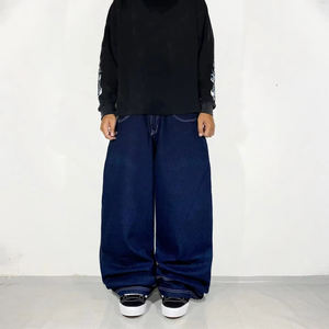 กางเกงยีนส์ขาตรงขากว้างสำหรับผู้ชายกางเกงยีนส์ทรงหลวมผ้าเดนิมแบบวางซ้อนกันได้สำหรับผู้ชาย - Product Image 4