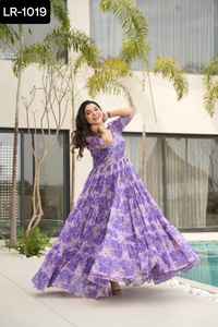 MostBeauriful Estampado floral Faux Georgette Anarkali Vestidos con estampado digital Vestidos para mujeres Ropa DE BODA Traje Salwar Kameez - Product Image 6