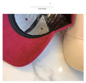 Casquettes de baseball en daim 6 panneaux de haute qualité personnaliser broderie Logo papa chapeaux solide Faux cuir casquette - Product Image 2