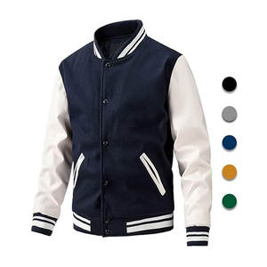 Chaqueta universitaria de lona de gran tamaño personalizable Botón a presión Patrón de letras vintage Múltiples colores para la ropa del equipo escolar Invierno - Product Image 2