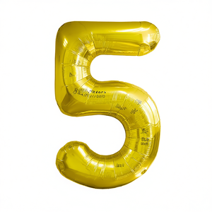 Palloncino in Foil Numero 5 Dorato 100cm per Decorazioni Festa - Product Image 2