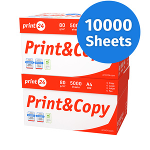 Papier pour imprimante print24 A4 80gsm Premium et papier de copie 10000 feuilles haute blancheur certifié CIE 160 PEFC - Product Image 1
