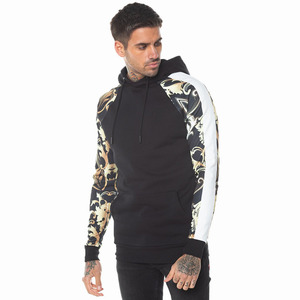 Sudadera con capucha para hombre, con Panel impreso, tres colores, OEM, fabricante, bolsillo canguro, venta al por mayor - Product Image 6