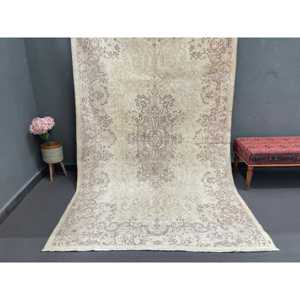 Tapis vintage 5,6 x 9,3 pieds, grand tapis turc, tapis oriental brun gris - Product Image 1