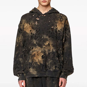 Sudadera con Capucha de Forro Polar para Hombre, Diseño Desgastado con Lavado Ácido, Transpirable, Cómoda, Bordada, Lisa y Teñida, de Alta Calidad - Product Image 3
