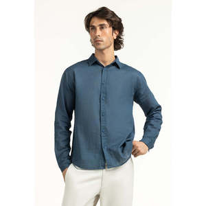 Chemises décontractées pour hommes 100 % coton respirantes et infroissables en popeline tissée à rayures MN-CS-SS25-214 Coupe classique - Product Image 1