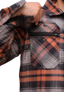 Camisa de franela con bolsillos en el pecho y camisa duradera de Kevlar diseñada como camisa protectora blindada para montar en motocicleta para hombre - Product Image 5
