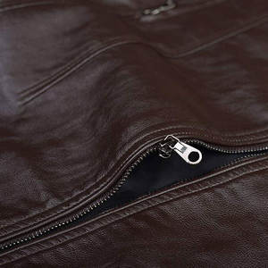 Chaqueta de Cuero Genuino de Alta Calidad para Hombre, Abrigo de Motociclista de Invierno con Cremallera, Fabricante de Fábrica al por Mayor con Logotipo Personalizado OEM ODM - Product Image 4