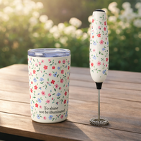 Ensemble de tasses à café en céramique florales avec mousseur à lait électrique, coffret cadeau pour la maison, le bureau, vente en gros