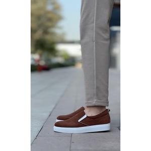 BA0339 scarpe Casual da uomo senza pizzo velluto marrone bianco suola - Product Image 1