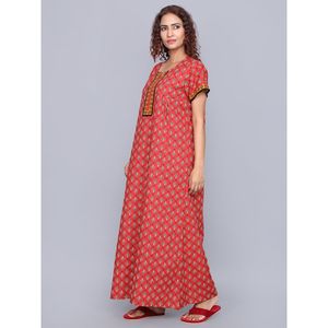 Camisón Largo Estampado 100% Algodón para Mujer Evolve - Ropa de Dormir Suave y Cómoda para Damas con Diseño Bonito (Color Granate) - Product Image 5
