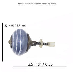 Boutons en céramique gris épique bandes blanches poignées de tiroir en métal pour cuisine chambre à coucher salle à manger armoire-CK 558 - Product Image 4