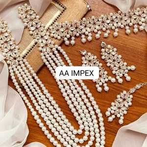 100% conjuntos de joyería de moda de boda y compromiso de circón de alta calidad chapado en oro de 18 quilates pendientes de collar de estilo modesto para mujer - Product Image 2