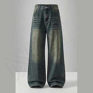 Custom Men's <b>Jeans</b> High Quality Streetwear Straight Denim Pants Cargo <b>Vintage</b> <b>Flare</b> Stacked Trousers Customized Winter Autumn - Product Image 1