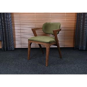 Durable Wooden Armchair with Velvet Seat Geometric Metal Frame Stylish Design for <b>Hotels</b> Outdoor and Home Use - Product Image 1