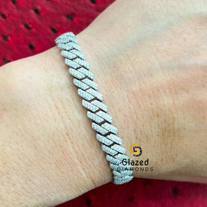 Bracelet unisexe tendance style hip-hop Cuban Link avec diamants de laboratoire taille brillant ronde en argent sterling 925 pour cadeau ou fête - Product Image 1