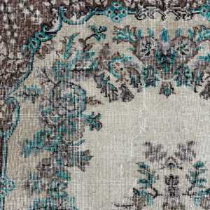 Alfombra Vintage de 3.5x6.9 pies, Alfombra Turca, Alfombra Marrón con Puntos - Product Image 3