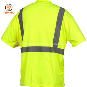 Prix de gros T-shirt de travail de sécurité à manches courtes haute visibilité à rayures réfléchissantes pour les travailleurs de la construction. - Product Image 2