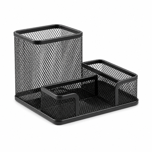 Porte-stylos en métal à mailles fines - Organisateur de bureau à 3 compartiments, boîte de rangement pour crayons et fournitures de bureau, vente en gros RTS - Product Image 1