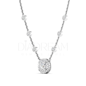 Attrayant collier de diamants Leb de taille ronde personnalisé avec sertissage de lunette Halo en argent parfait pour les fêtes de fiançailles - Product Image 5