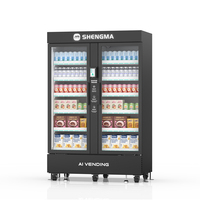 Máquina Expendedora de Alimentos con Sistema Único de 1130L, Impulsada por IA, Doble Puerta, Refrigerada para Productos Congelados, Comercial
