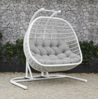 Fauteuil suspendu en rotin de style moderne en forme d'œuf de la marque DL Furniture avec coussin imperméable pour hôtel, extérieur et jardin