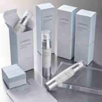 Boîte d'emballage personnalisée haut de gamme pour crème contour des yeux, carton pliable fin, pelliculage mat, tube cosmétique 15 ml, soin à base de peptides, marque privée