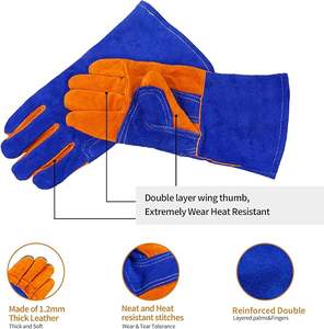 Gants de soudage en cuir de 14 pouces Gants de travail de sécurité résistants à la chaleur Gants industriels à longue manchette Vente en gros - Product Image 5