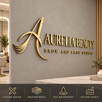 Enseigne en métal doré brossé personnalisée, non éclairée, lettres 3D en acier inoxydable pour salon de beauté, spa, réception, décoration murale