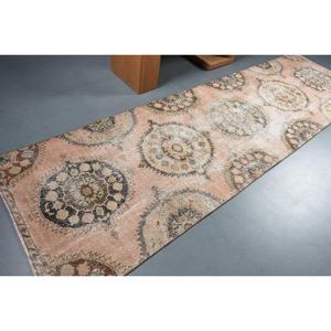 พรมตุรกีขนาด 3.4x11.7 ฟุต พรมวินเทจ พรมขนสัตว์สีน้ำตาลแบบตะวันออก - Product Image 2